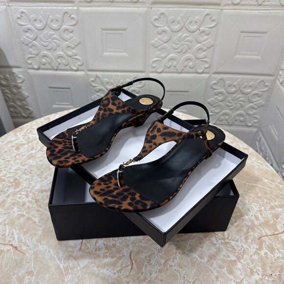 Saint Laurent Leopard Print Sandals - Picture 1 of 9